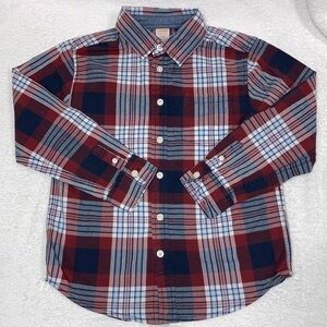 Gymboree maroon plaid cotton button down medium 7/8